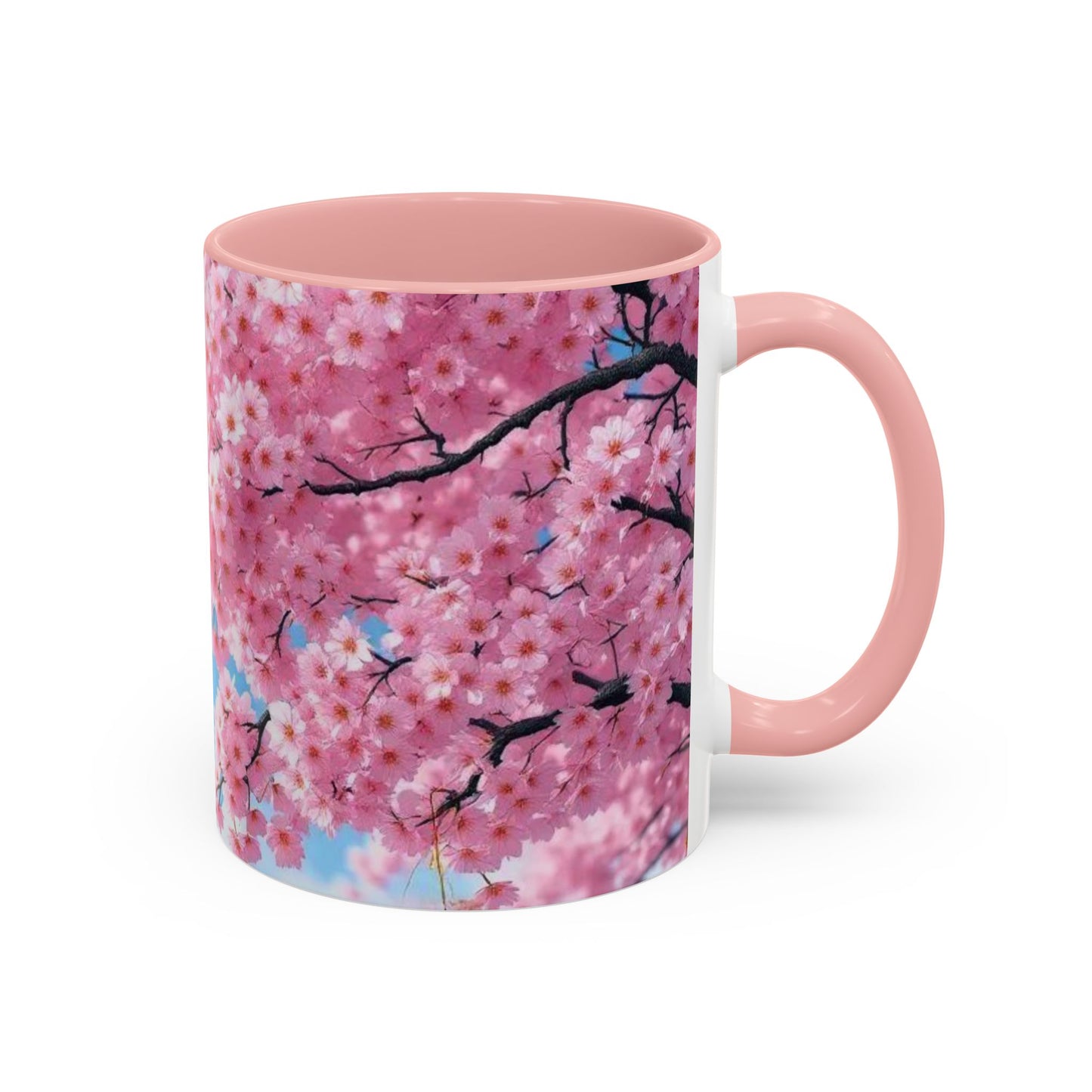 Cherry Blossom Accent Coffee Mug – Pink Sakura Floral 11/15oz