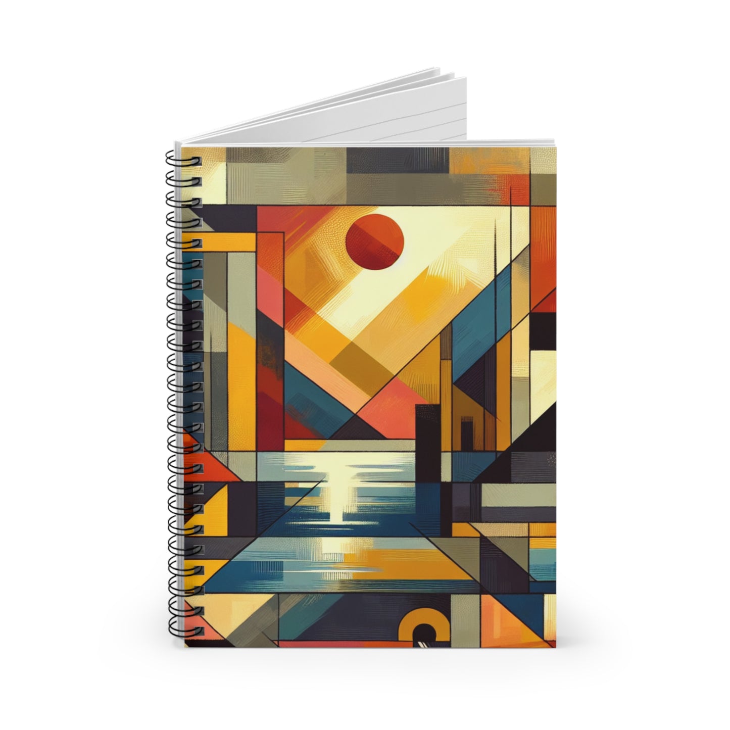 Artistic Ruled Spiral Notebook - Geometric Landscape Design