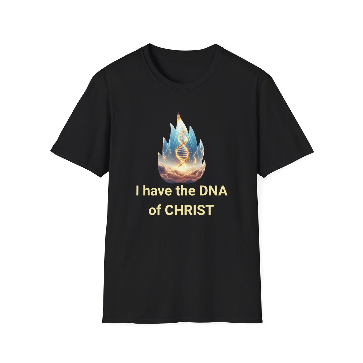 Christian Flame DNA T-Shirt — Faith & Science Inspired Graphic Tee, Unique Christian Gift