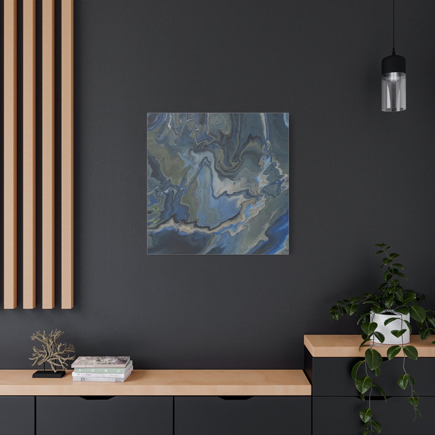 Blue Marble Abstract Matte Canvas Wall Art — Stretched 1.25"