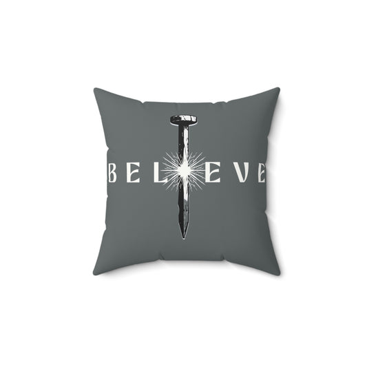 "Believe" Christian design  - Spun Polyester Square Pillow