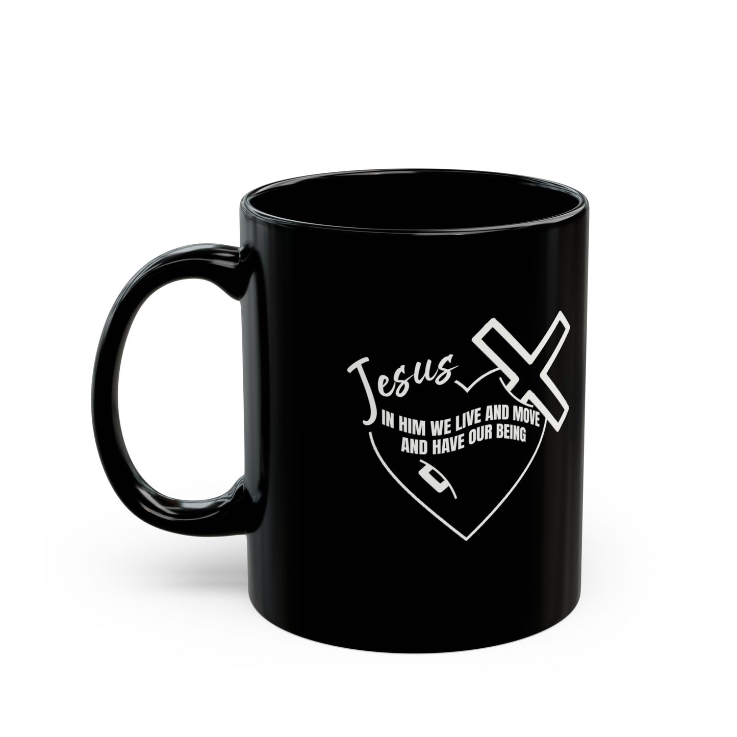 Inspirational Black Christian Mug - 11oz - Jesus Design for Faith and Motivation
