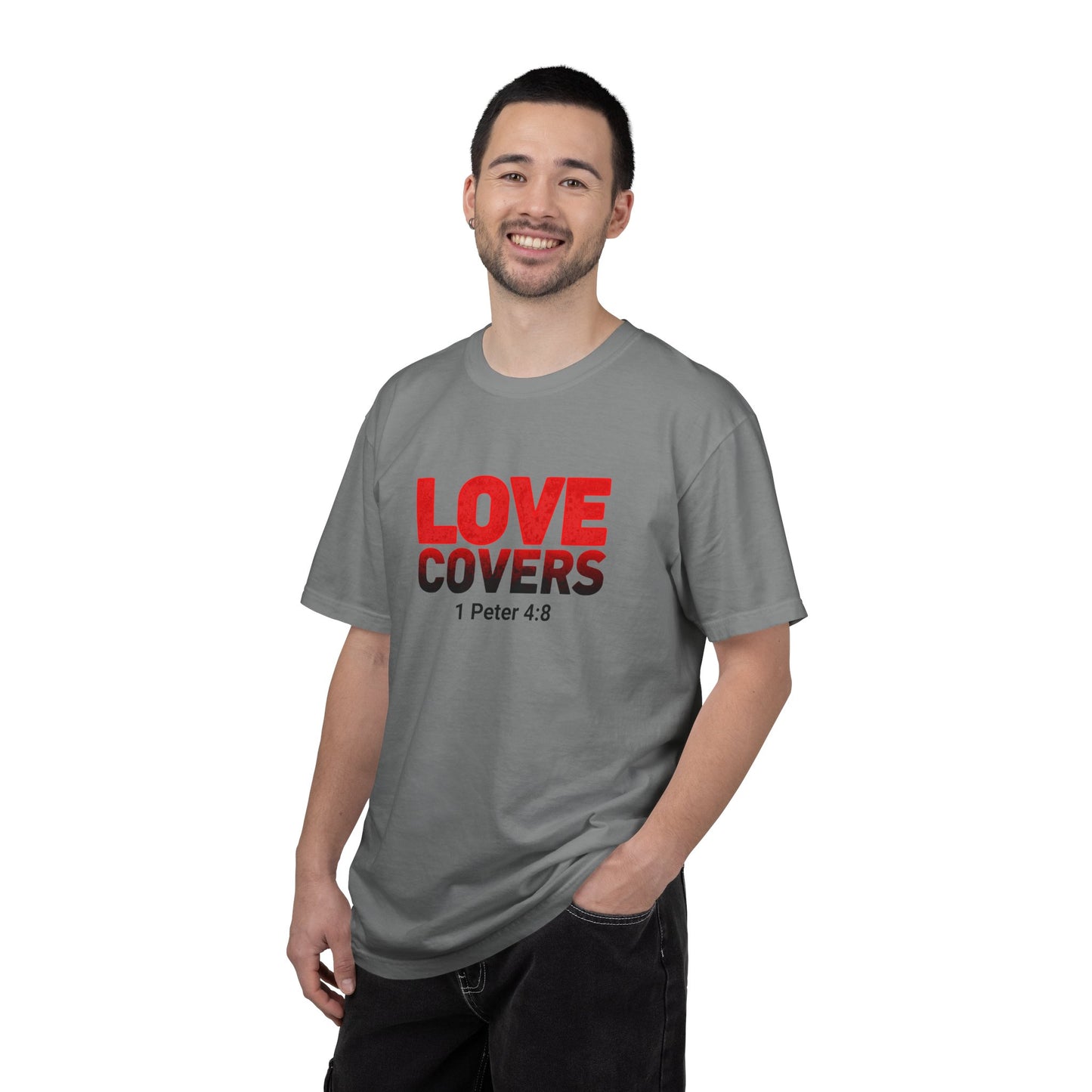 Love Covers T-Shirt — 1 Peter 4:8 Faith Tee