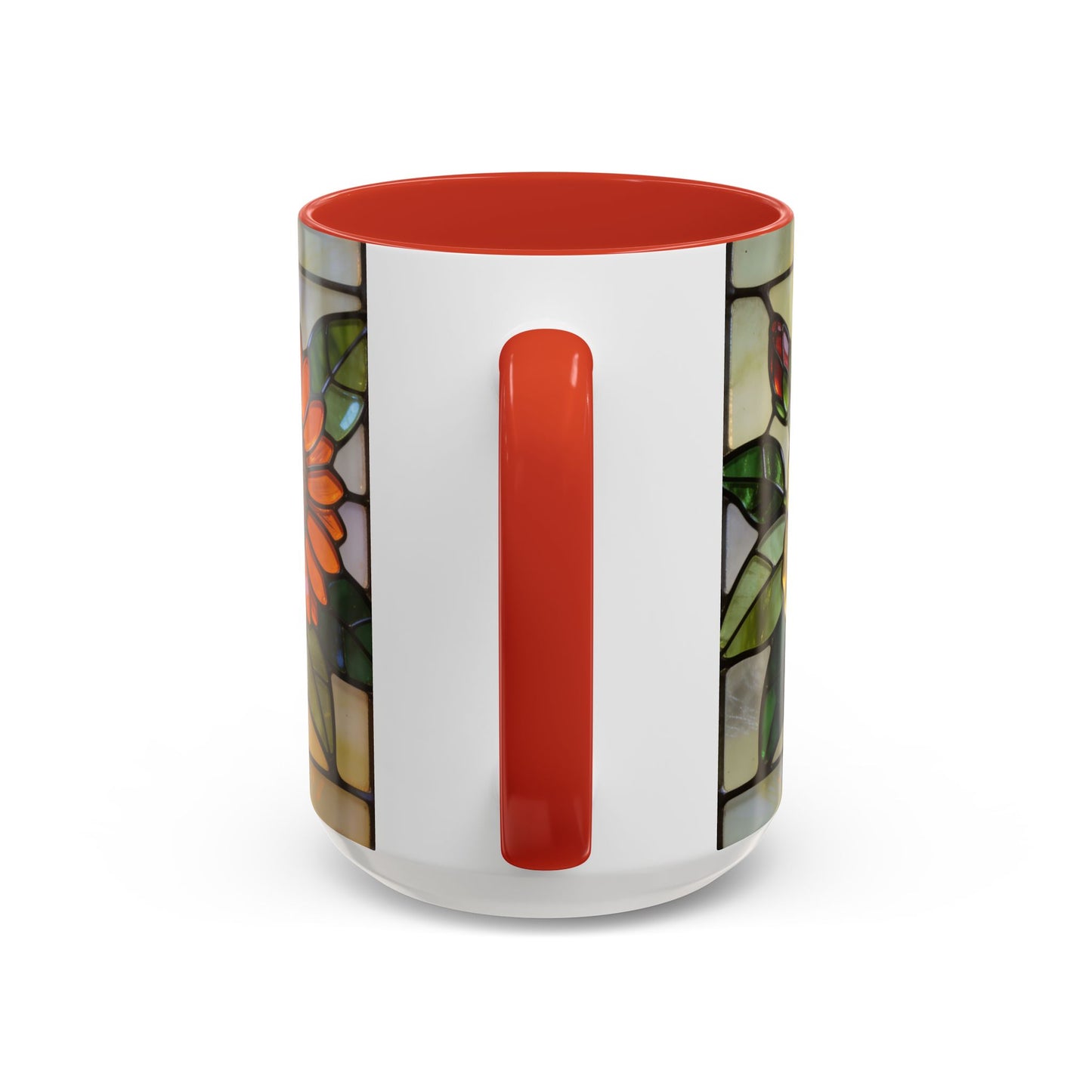 Floral Stained Glass Accent Coffee Mug – Hibiscus & Sunflower Design (11/15oz)