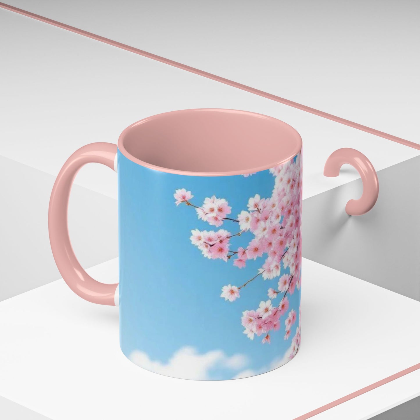 Cherry Blossom Accent Coffee Mug – Pink Sakura Floral 11/15oz