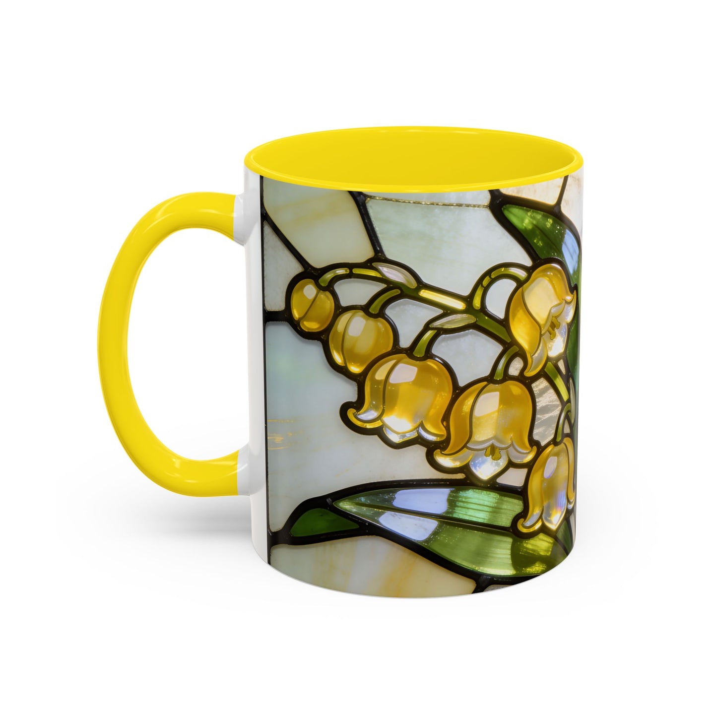 Stained Glass Lily of the Valley Accent Coffee Mug — Floral 11/15oz Gift