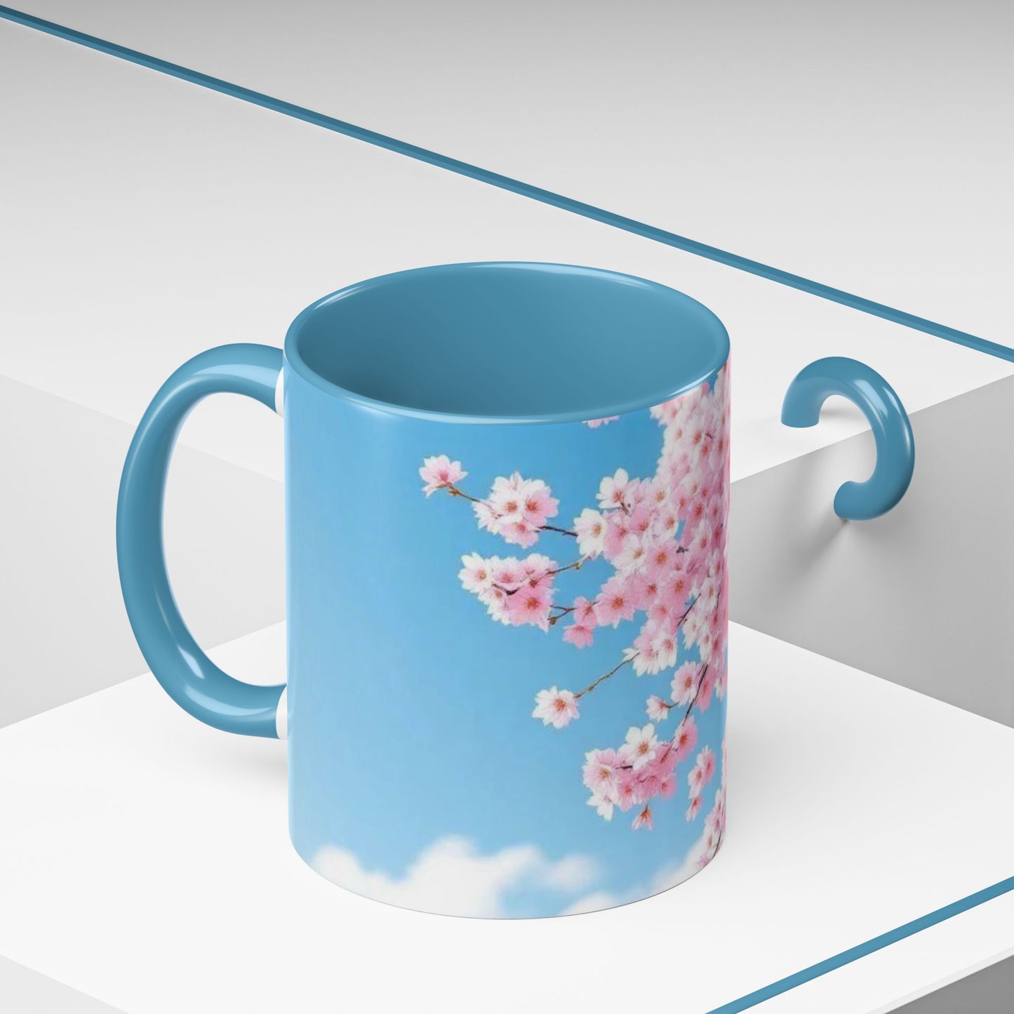 Cherry Blossom Accent Coffee Mug – Pink Sakura Floral 11/15oz