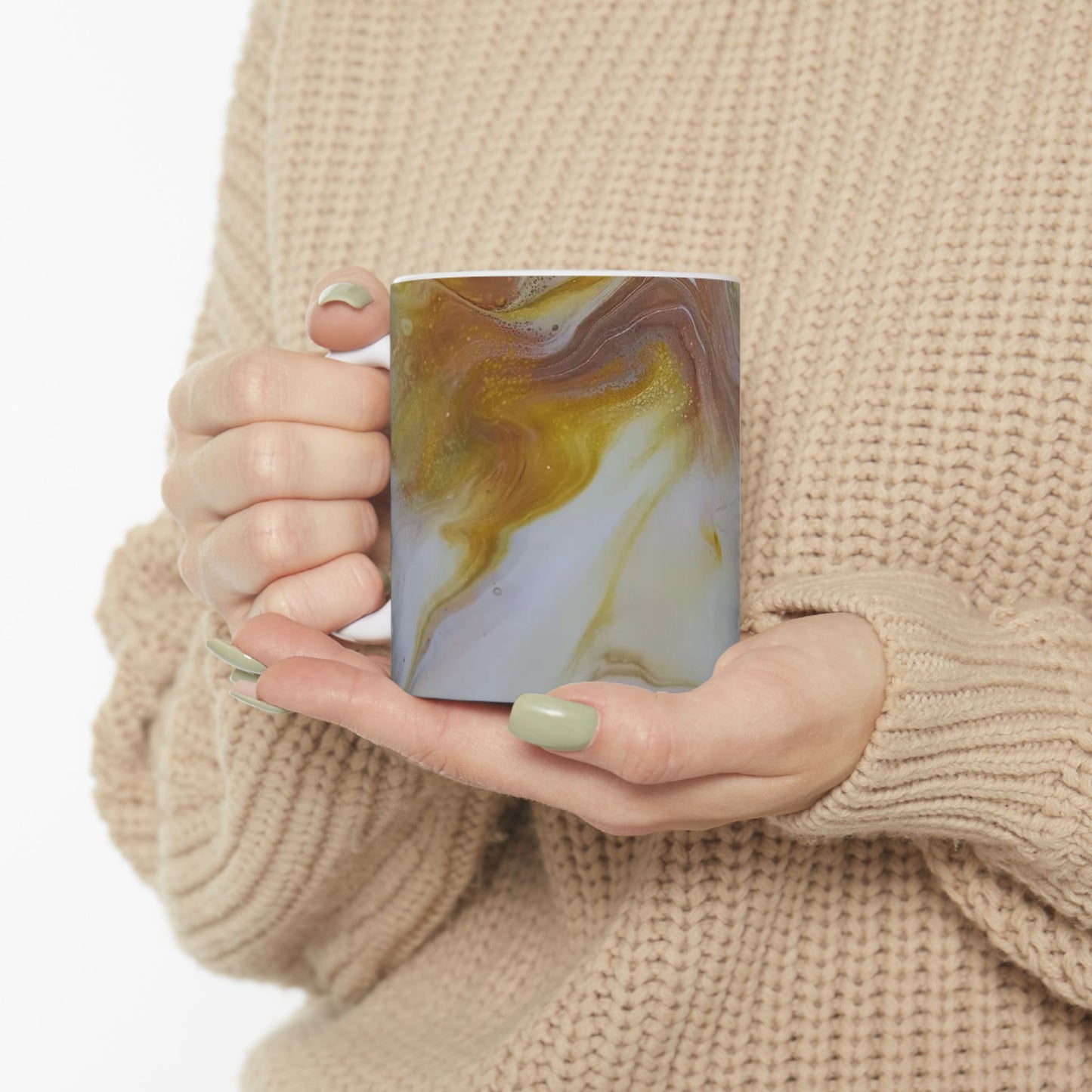 "Faith" Fruit of the Spirit series - Acrylic pour design - Elegant Abstract Swirl Ceramic Mug - 11oz & 15oz Coffee Cup for Tea and Hot Beverages