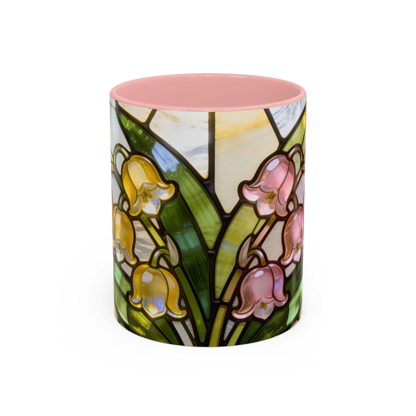 Stained Glass Lily of the Valley Accent Coffee Mug — Floral 11/15oz Gift