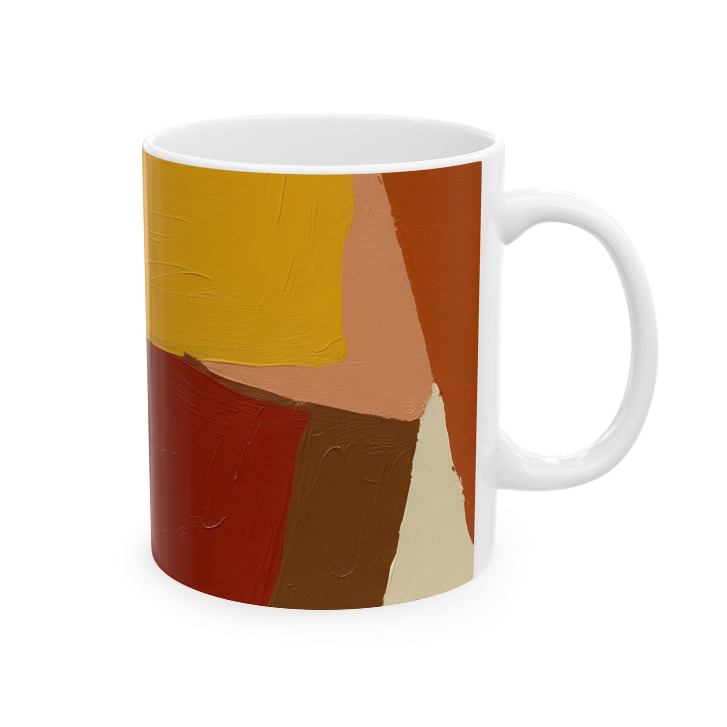 Abstract Earth Tones Mug — Modern Boho Ceramic Coffee Cup (11oz, 15oz)