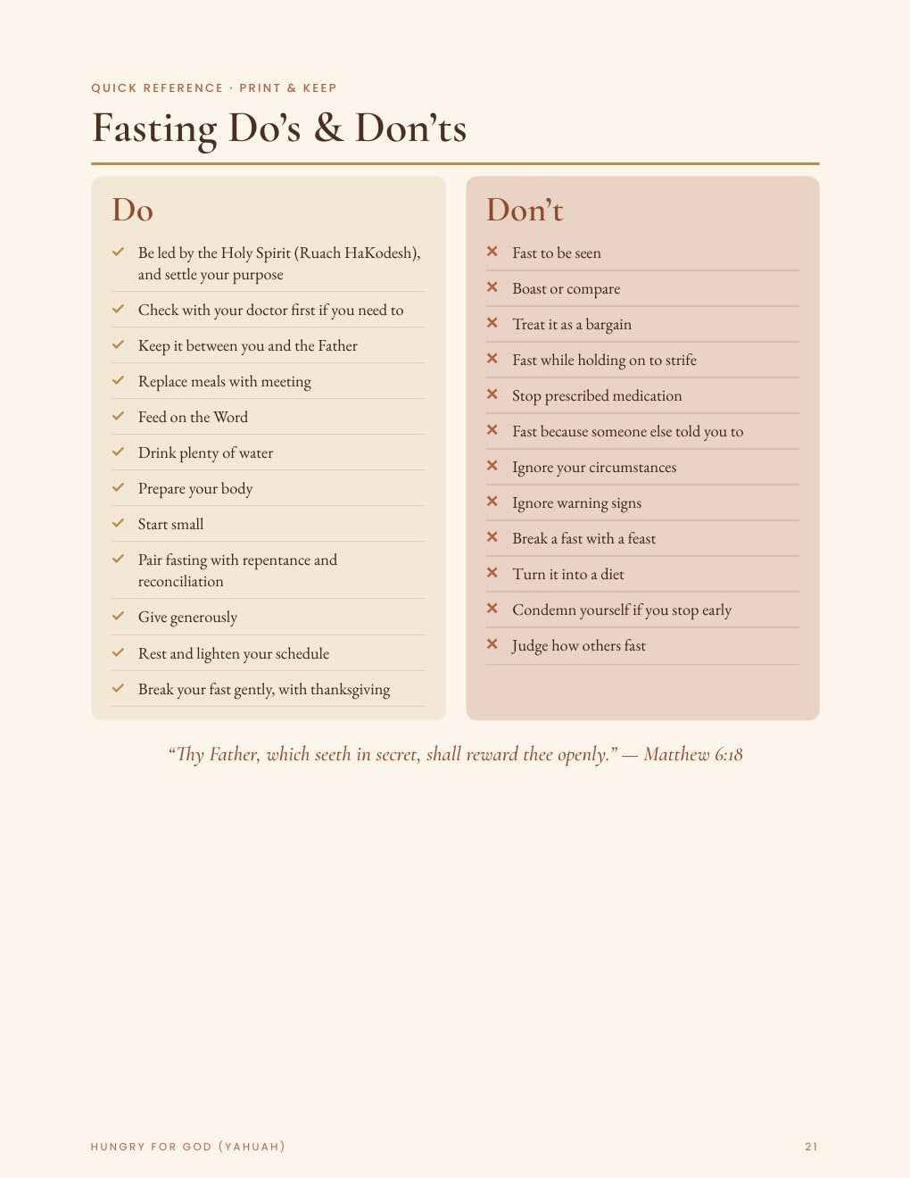 Hungry for God (Yahuah) — A Biblical Fasting Workbook